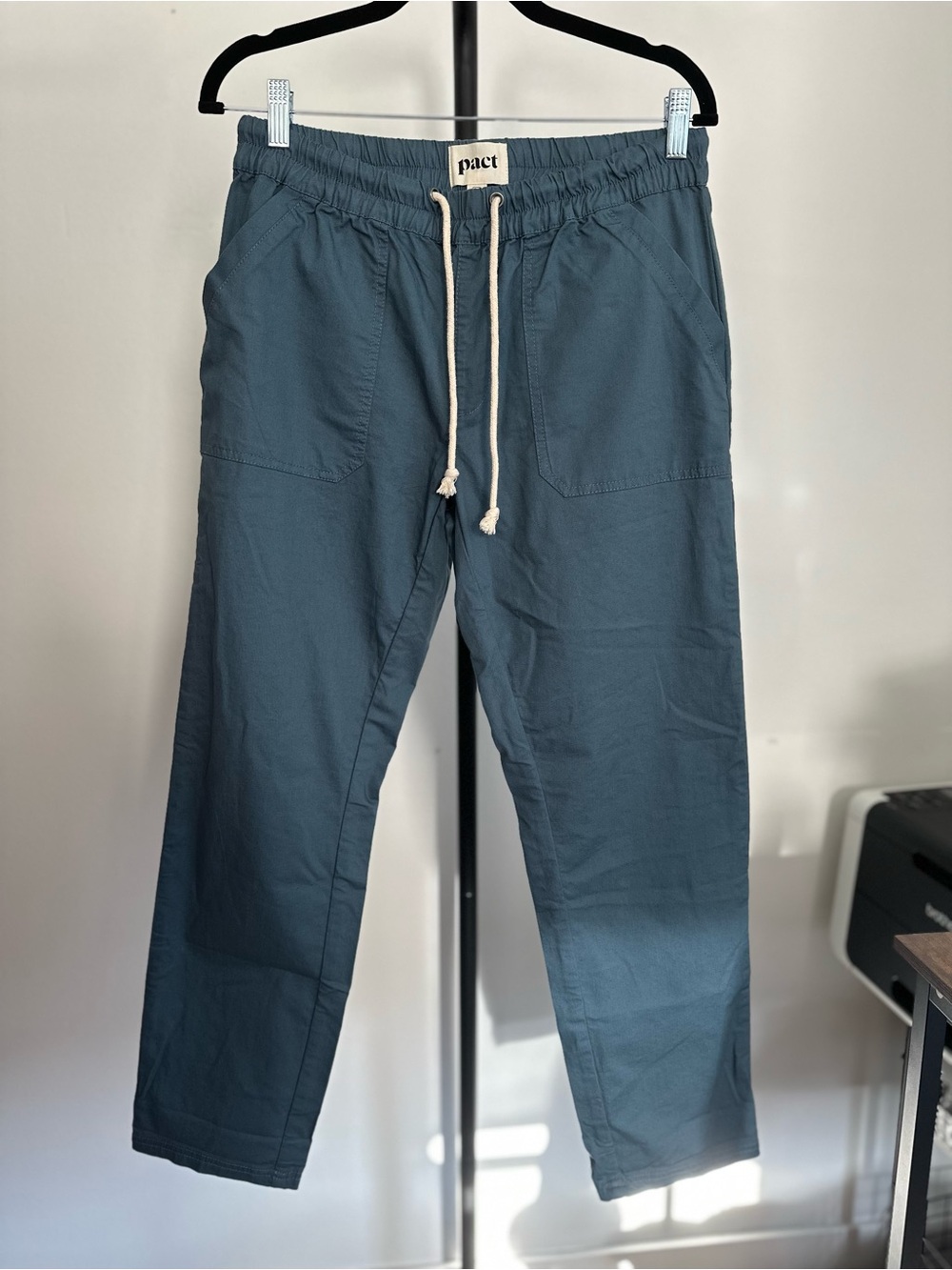 Pact Women's Straight Leg Pants in Slate Blue with Drawstring